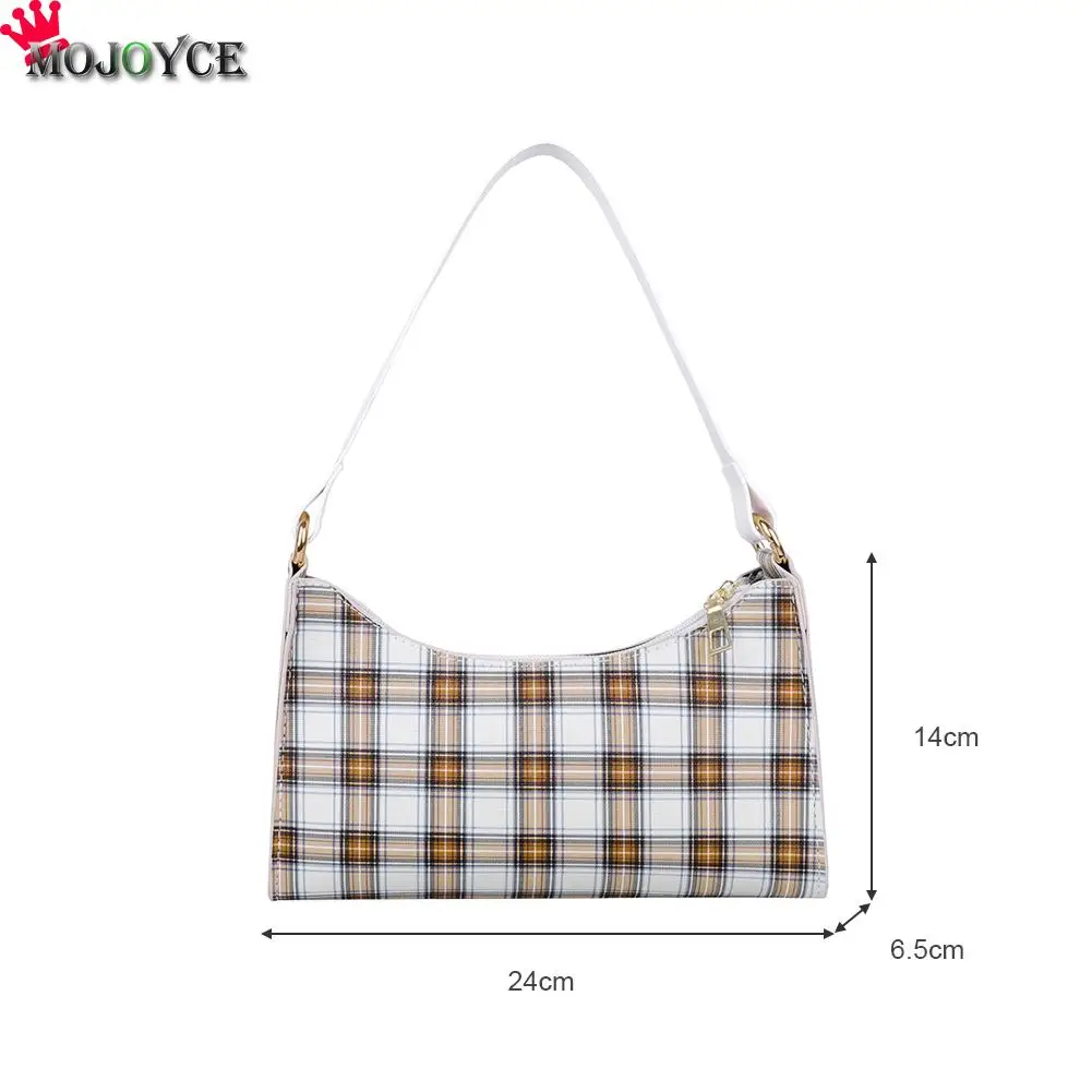 

Portable Women Small Shoulder Bag Lady Travel Purses Retro Plaid PU Handbags for Outdoor Shopping Traveling Ornaments