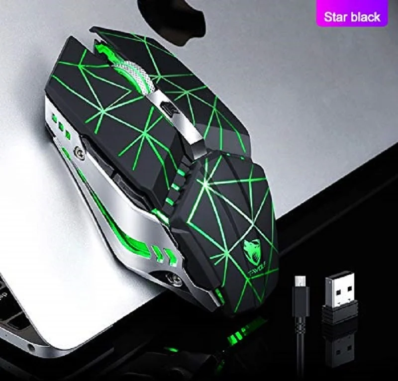 

For Q15 USB Wireless Mouse Charging Silent Mute Light Touch Wheel Gaming Mouse Star Black