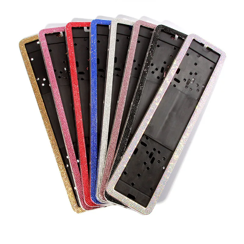 

1PCS Russian Car European German Russian License Plate Frame Crystal License Plate Frame Luxury Rhinestone Car Frame Plate