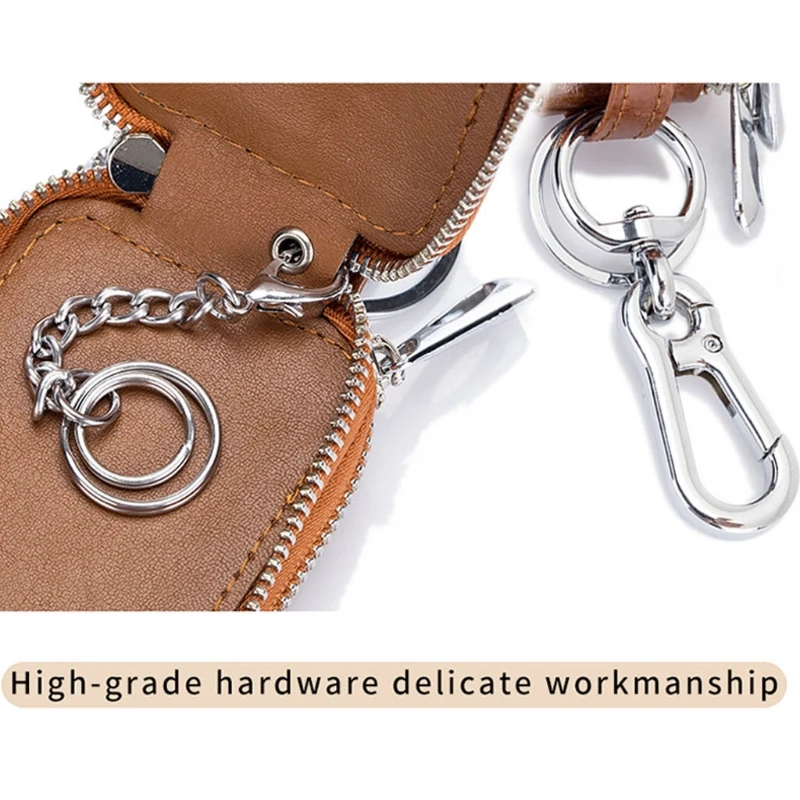 

Double Zipper Holder Case PU Leather Keychain Pouch Bag Home Car Keys Organizer
