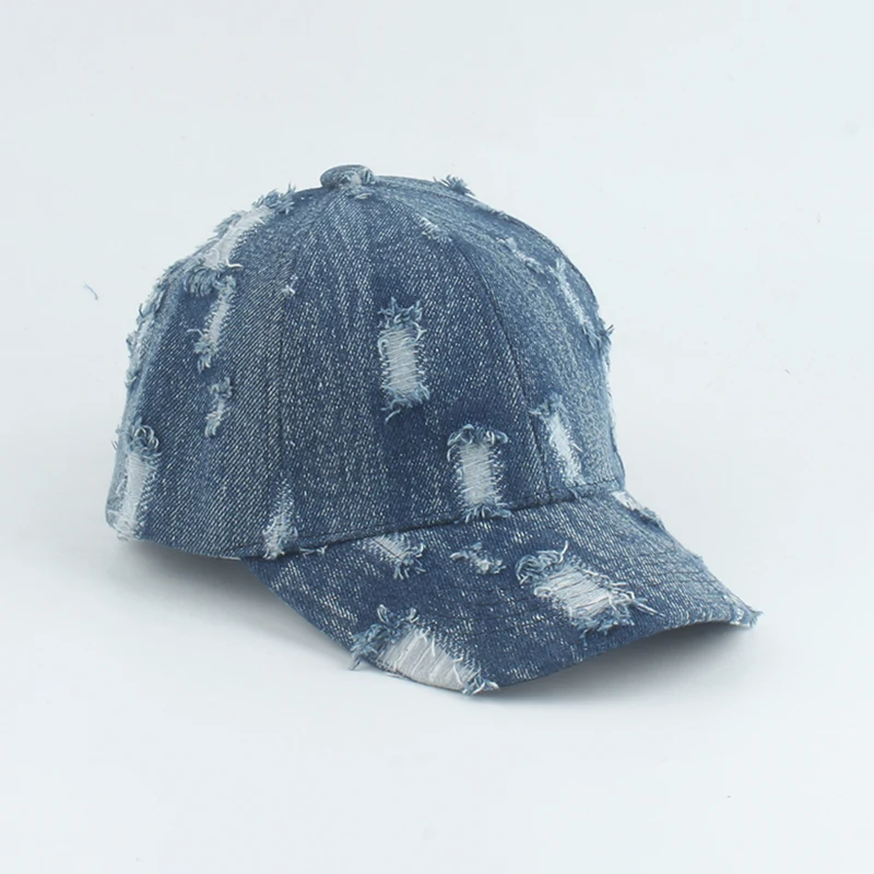 

2021 Fashion Washed Denim Baseball Cap Kids Summer Sun Protection Baby Hat Boys Girls Snapback Hip Hop Caps With Holes