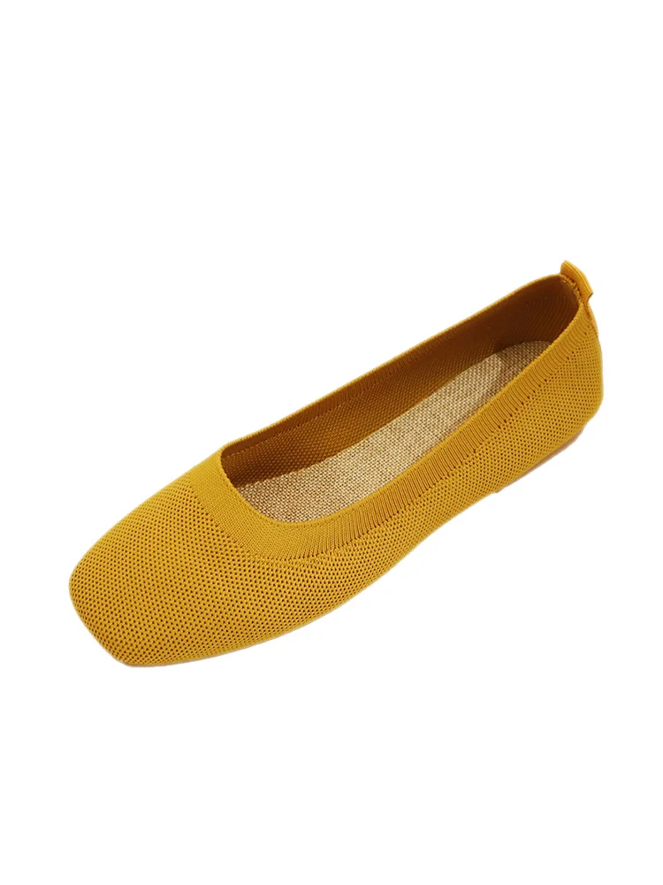 

Knitting Flats Slip On Shoes For Women Tennis Female Shallow Mouth Square Toe Casual Sneaker Ladies' Footwear Modis Soft Slip-on