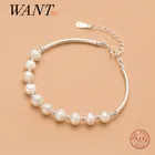 Женский браслет на локоть WANTME, из серебра 925 пробы, с натуральным геометрическим жемчугом в стиле барокко