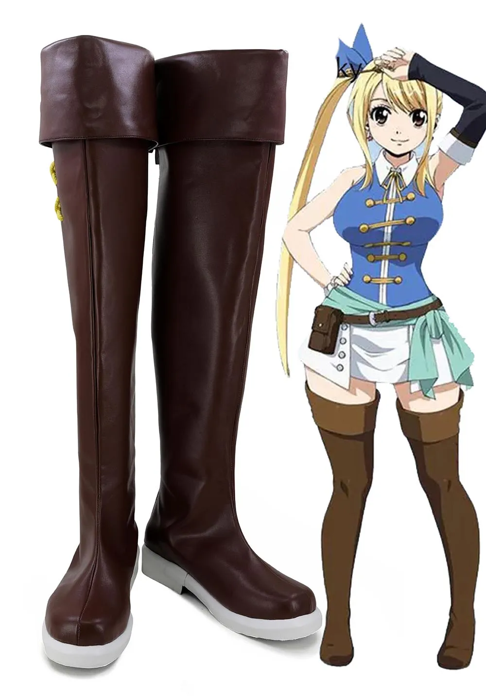 Длинные сапоги Fairy Tail Lucy для косплея коричневая обувь на заказ любой размер