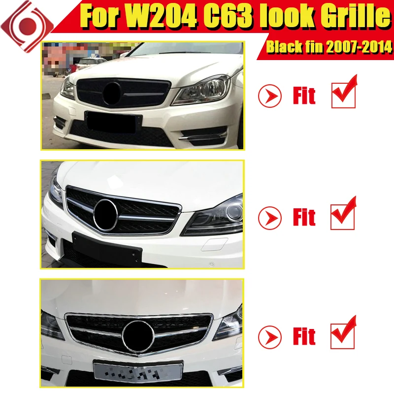 Для Mercedes C204 W204 C класс спортивный передний бампер C63 стиль решетка решетки грили Гальванизированный черный прямой 1:1 замена 07-14