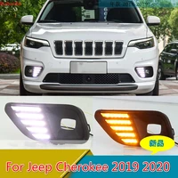 csgjmy 1set led daytime running light for jeep cherokee 2019 2020 car accessories waterproof abs 12v drl fog lamp decoration