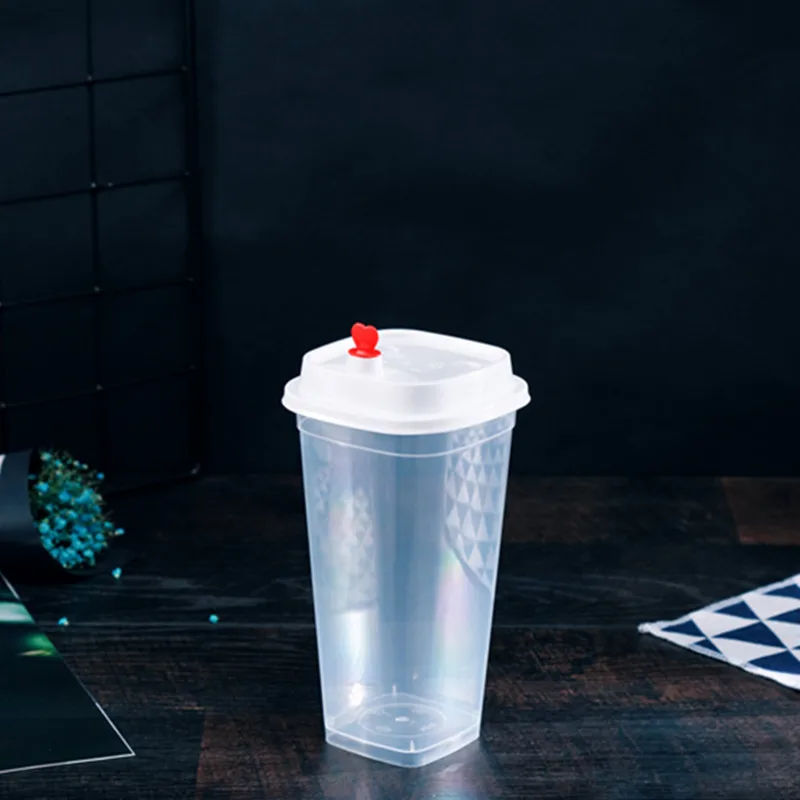 50 шт. одноразовые квадратные красные чашки для молока и чая 500 мл|Одноразовые