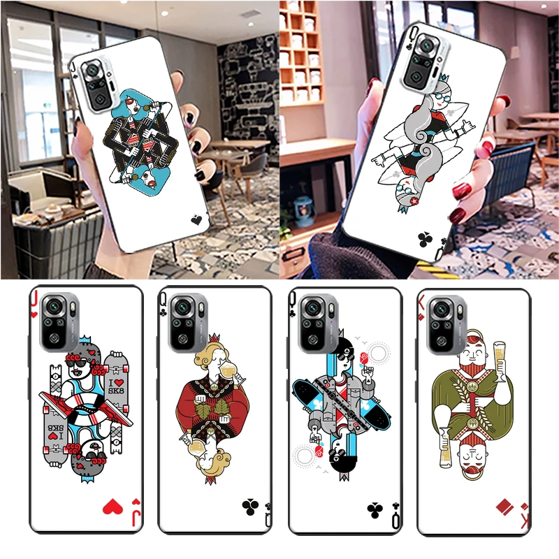 

Cartoon King Playing Cards Phone Case For Xiaomi Redmi Note 10S 10T 10 Pro MAX 4G 5G Redmi 10X Pro Funda Soft TPU Back Cover