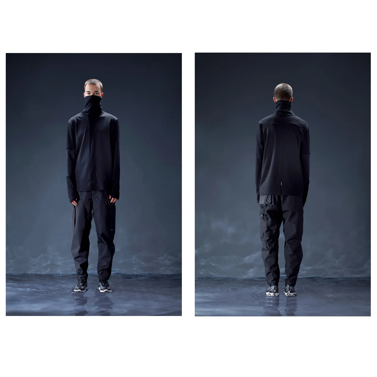 Reindee lusion deconstructed high collar t turtleneck  therma insulation techwear darkwear ninjawear streetwear
