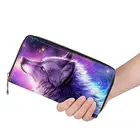 Модные женские кошельки, крутой волк, 3D сумка для монет и денег, кошелек на молнии, женский кожаный Длинный кошелек, чехол для заметок, женский кошелек