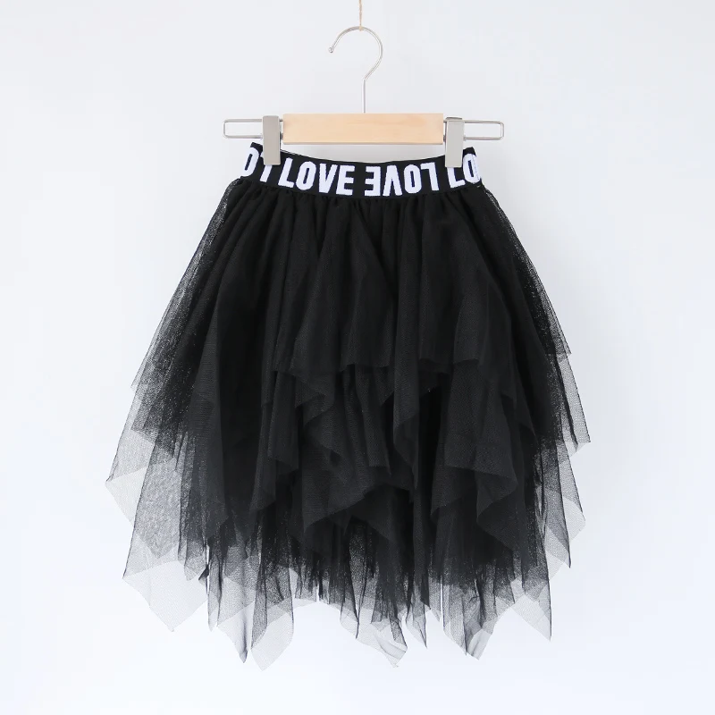 Spring Summer girls tutu skirt baby layered kids children bottoms fashion solid mesh letter 3 to 12 yrs | Детская одежда и обувь