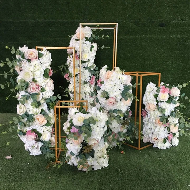 

4PCS Floor Vases Flowers Vase Column Stand Metal Pillar Road Lead Columns Wedding Table Centerpieces Rack Event Party Decoration