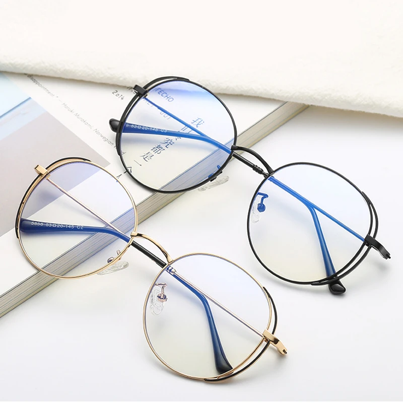 Женская оправа для очков унисекс с круглыми прозрачными линзами компьютерного