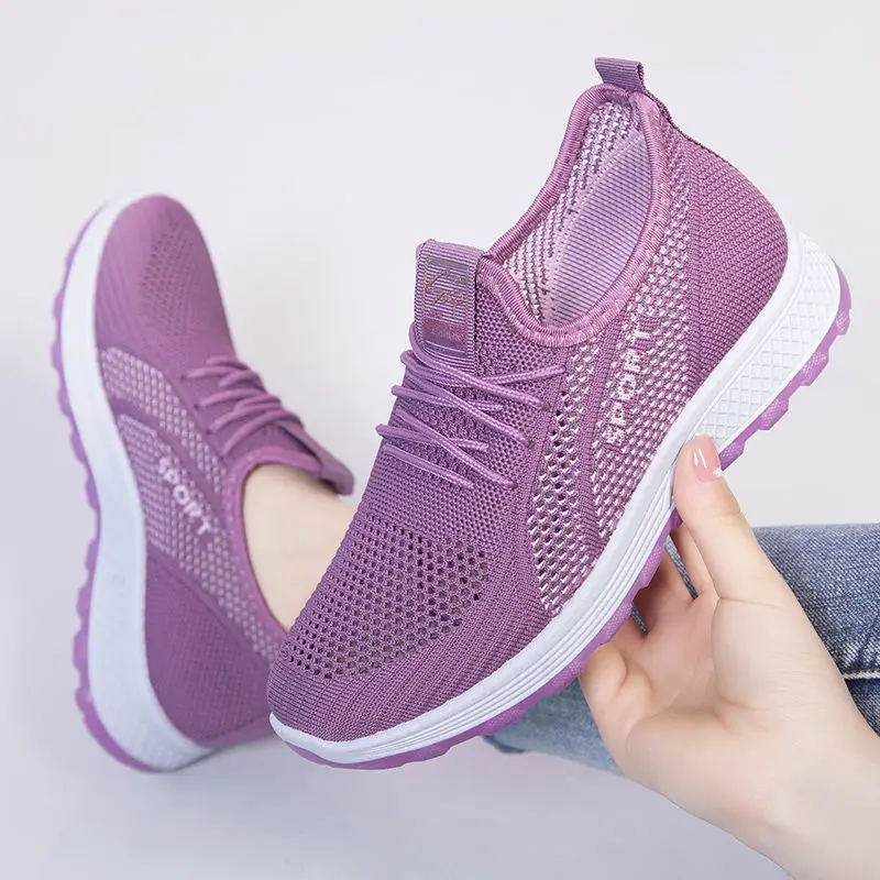 

Summer Mesh Shoes Women's Old Beijing Cloth Shoes Hollow Breathable Middle-Aged Mom Sports Casual Walking Shoes Travel Shoes