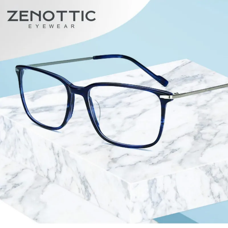 ZENOTTIC ацетатные оправы очков Для мужчин в ретро стиле Квадратный оптический