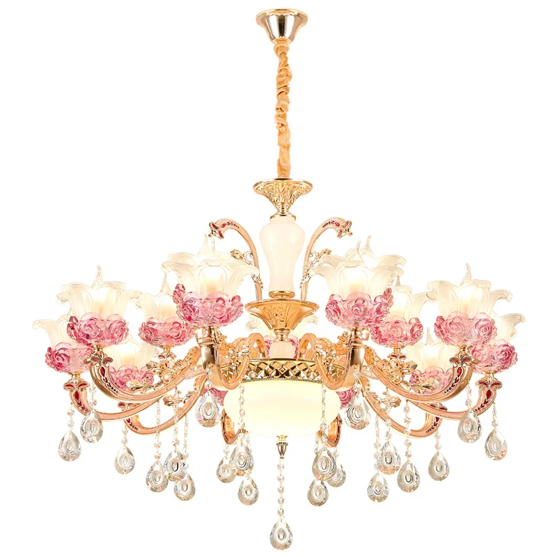 

Modern LED Flower Crystal chandelier Lights For Living Room Light Ceiling Fixture Indoor Pendant Lamp With Lampshade