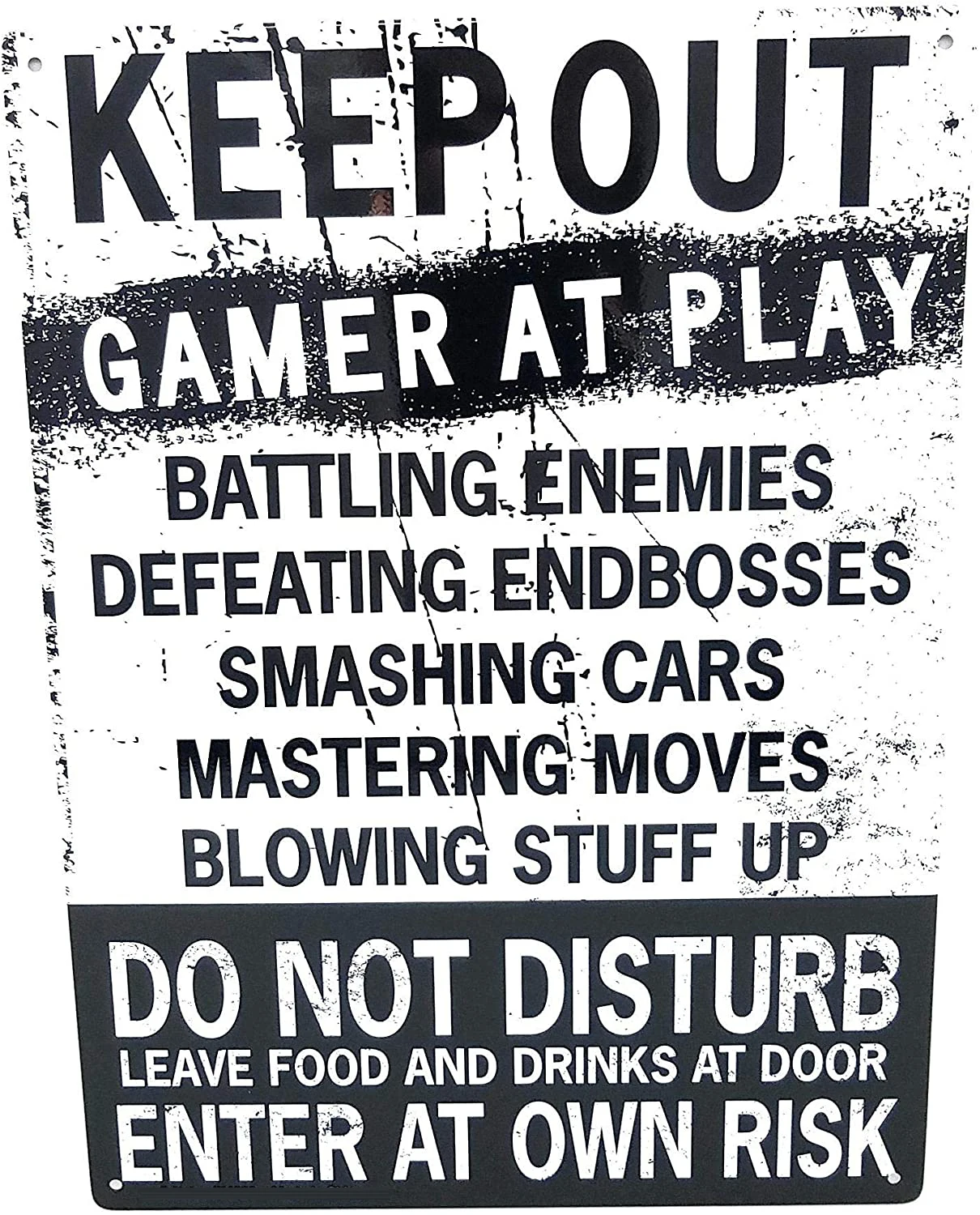 

Retro Decorative Metal Tin Sign Keep Out Gamer At Play Battling Enemies Home Decoration Metal Plate 8x12 or 12x16 Inches