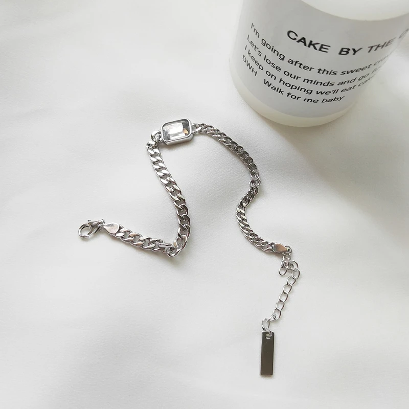 Женский комплект из колец и браслетов с цирконием кольцо-цепочка стерлингового