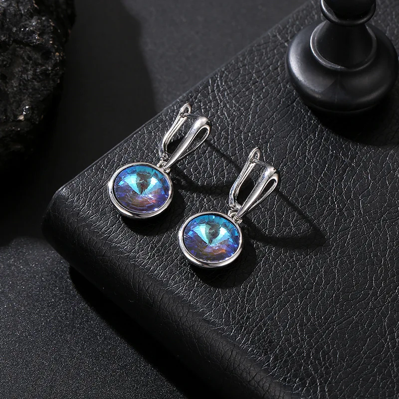 Новые Круглые разноцветные висячие серьги из натурального циркония женские