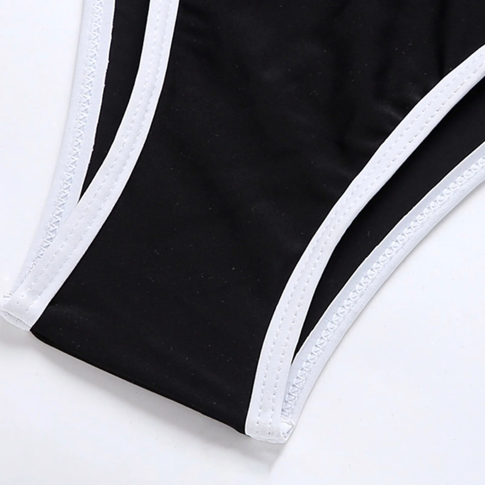 

Biquini 2021 Women's Sexy One Shoulder One-Piece Bikini Solid Color Yarn Two Piece Swimsuit