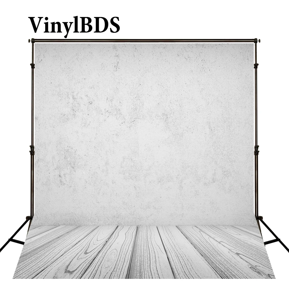 

VinylBDS Newborn Baby Photography Background Rough Gray Wall Backdrops Wood Texture Floor Digitally Printed Backdrops