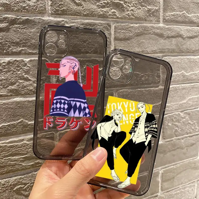 

Tokyo Revengers Phone Case For iPhone 12 11 8 7 se 2020 mini pro X XS XR MAX Plus Black Transparent Cover