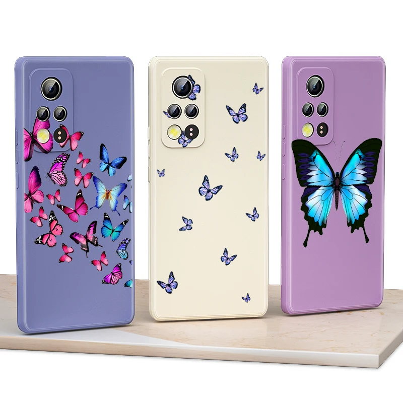 

Blus Butterfly Aesthetic for Honor 50 30 20 10 10X 9X 9S 9C Pro Lite 5G Liquid Silicone Soft Cover Shockproof Phone Case