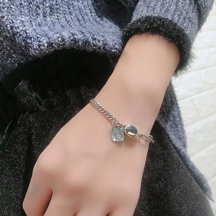 Женский браслет ручной работы из серебра 925 пробы с геометрическим