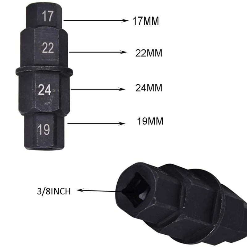 

1Pcs Motorcycles Hex Axle Tool 17,19, 22, 24mm for Front Rear Wheel Hex Hex Axle Spindle Driver Socket Tool 3/8Inch