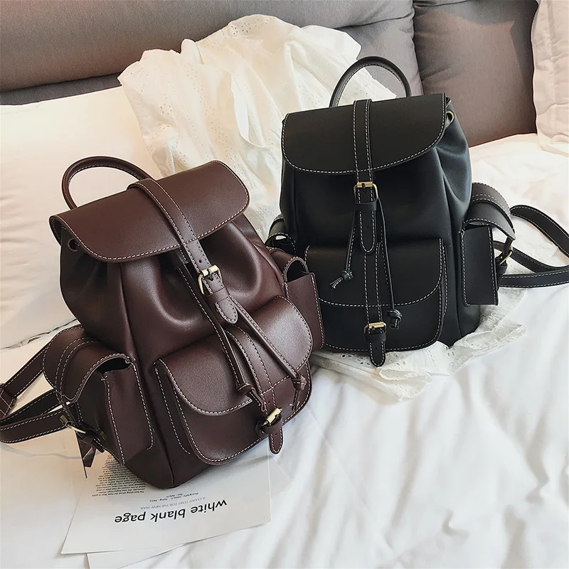 Miyahouse Модные женские рюкзаки из искусственной кожи на шнурке для девочек