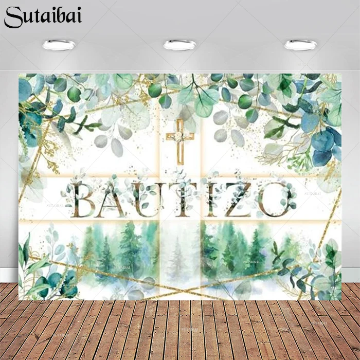 

Мексиканский фон ботизо Бог благословит крест деревенские листья зелень крестин семейное Причастие Фотофон