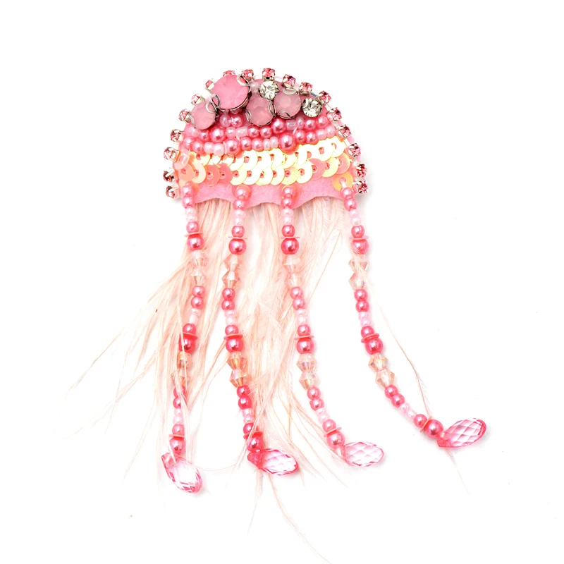 Ручная работа 3D бусины патч Медуза кисточка ткань паста брошь женский значок