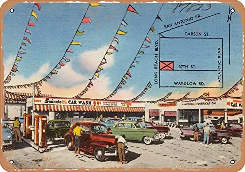 

Металлическая открытка с надписью «Калифорния»-Автомойка на пять минут, уст. 37-й-винтажный ржавый вид