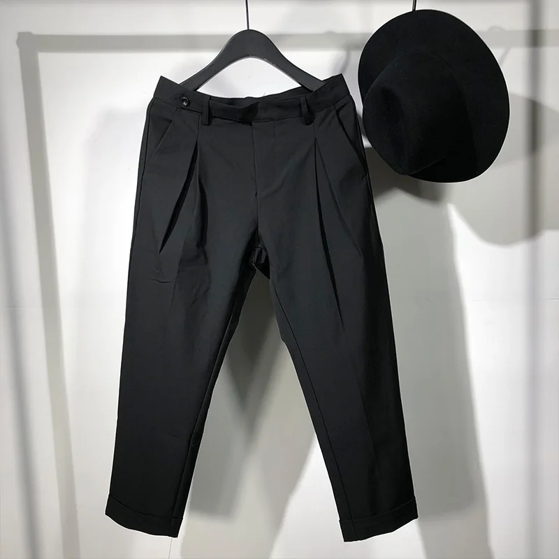 

Men's Casual Pants Spring New Pure Color Loose Fashion Simple Straight Pants Youth Trend Nine Minutes Pants