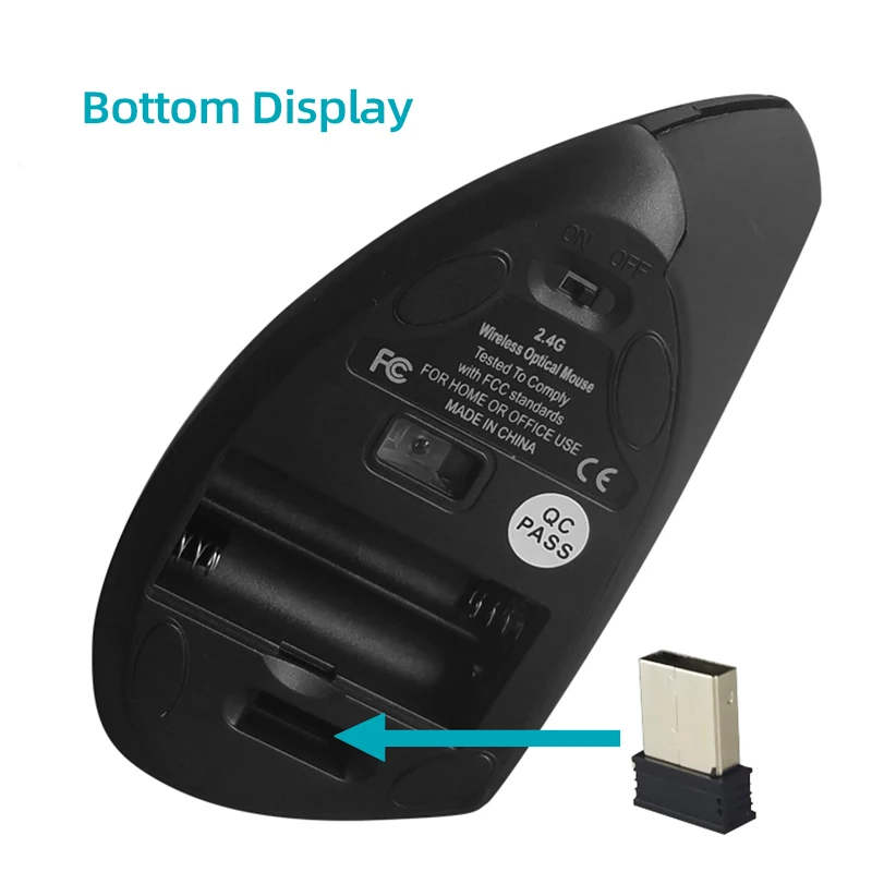 Беспроводная оптическая мышь эргономичная Вертикальная игровая 2 4G 800/1200/1600DPI с