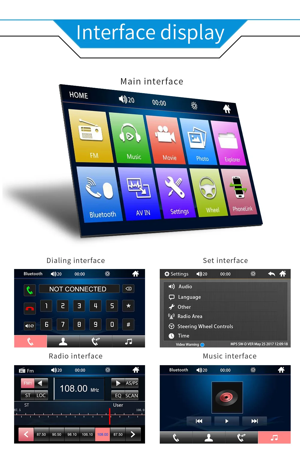 Автомагнитола 7 &quot2 Din MP5 плеер сенсорный экран Bluetooth мультимедиа аудио стерео USB