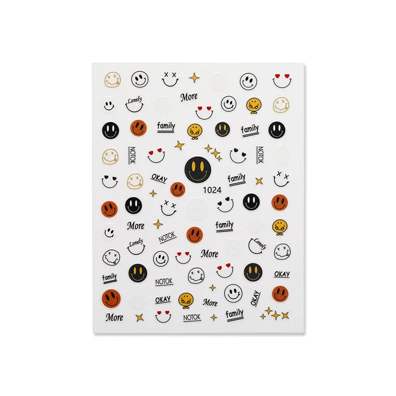 

1pc 3D Nail Art Cartoon Transfer Sticker Smiley Love Rainbow Star Letter SliderDIYnail Art Decoration Accessories Tool Wholesale