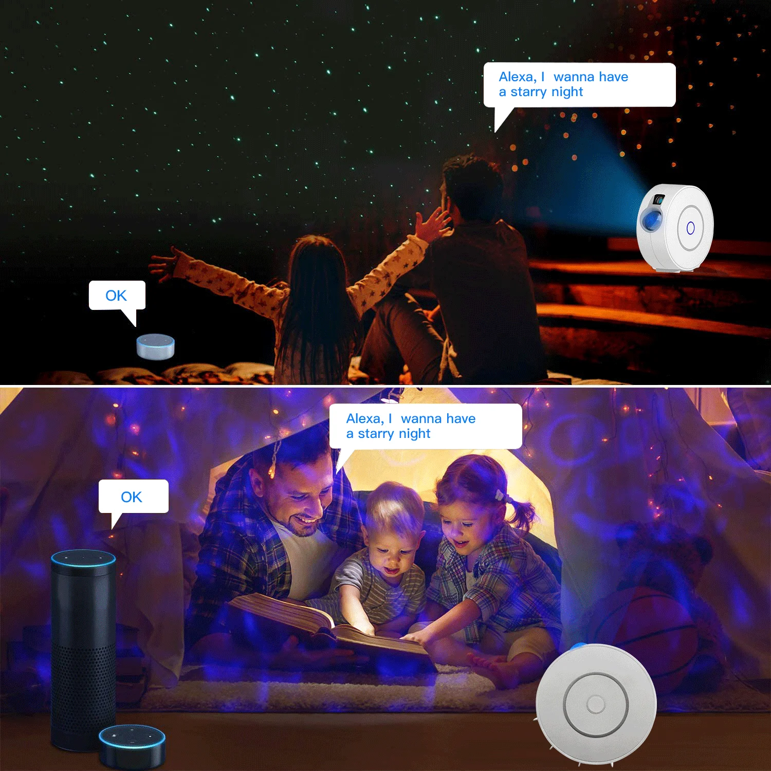 

Starry Sky WiFi Laser Projector Waving Night Colorful LED Light APP Wireless Control Compatible With Alexa Home IOT Device