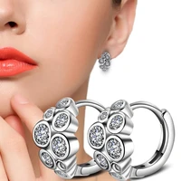 luxury shiny hoop earrings blackwhite crystal zirconia stone small huggies charming female earring piercing jewelry best gifts
