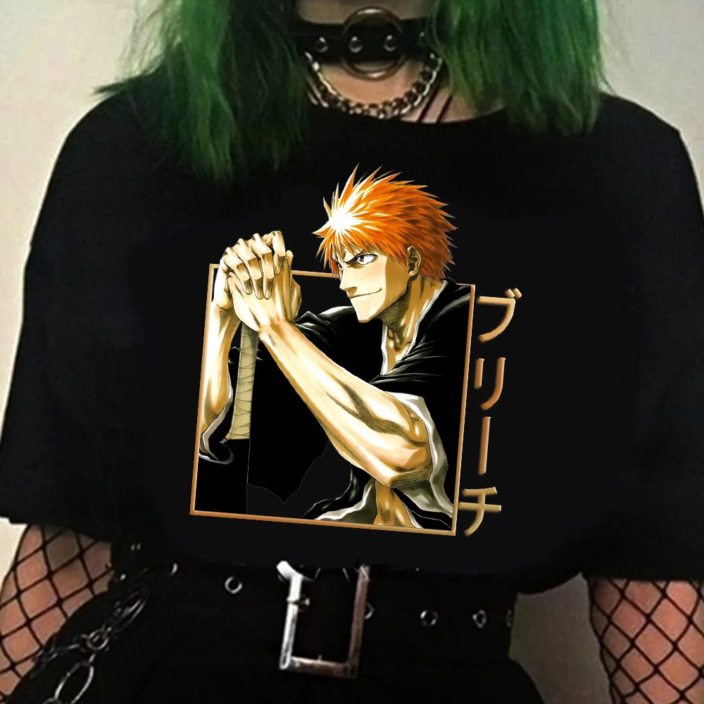 

Популярная футболка с аниме отбеливателем Kurosaki Ichigo, летние футболки в стиле Харадзюку в стиле хип-хоп для женщин/мужчин