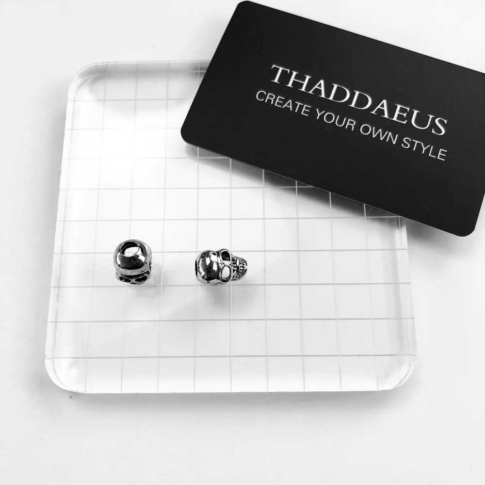 Бусины в форме черепа 925 Стерлингового Серебра Талисманы подходит браслет