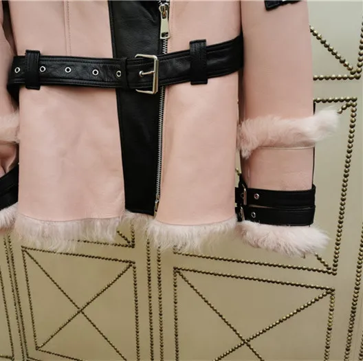 Роскошная женская зимняя Двусторонняя Меховая куртка с подкладкой из овечьей