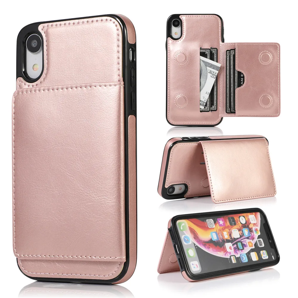 Rose Gold ZhiYue BJ Чехол для Iphone Xr Xs Max 7 8 6 6s X Plus 5 5S Se держатель для кредитных карт кошелек Роскошный кожаный ударопрочный защитный чехол - Цвет: Rose Gold ZhiYue BJ