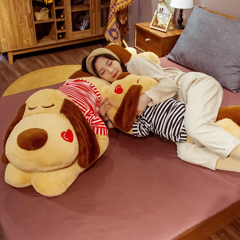 Precio Enorme Juguete De Peluche De Perro A Rayas Suave Almohada De Animales De Peluche Niños Almohadas Para Dormir Suéter Muñeco De Perros Sofá Cojín Niños Regalo De Cumpleaños