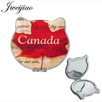 jweijiao canada flag accessories cat ear tools shaped makeup mirrors harvest season red maple magnifier mini hand mirror qf397