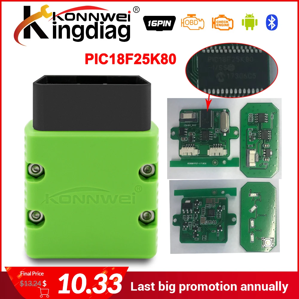PIC18F25K80 Мини ELM327 KONNWEI KW902 V1.5 Bluetooth Разъем OBD2 OBDII считыватель кодов Сканер поддерживает 12 В Дизель/бензин