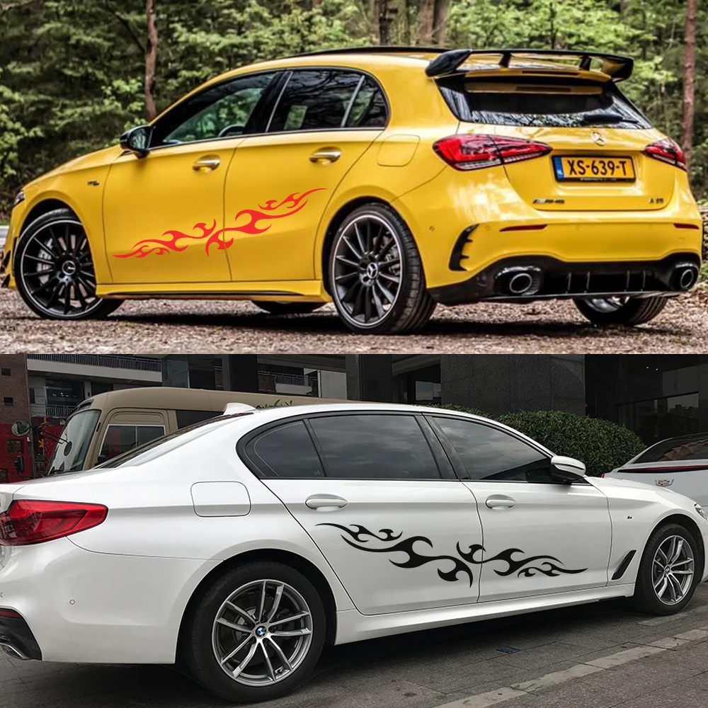 

2PCS Car Racing Styling Stickers Auto Side Body Vinyl Decal Car Stylish Totem DIY Car Decoration Sticker Car Tuning Accessories