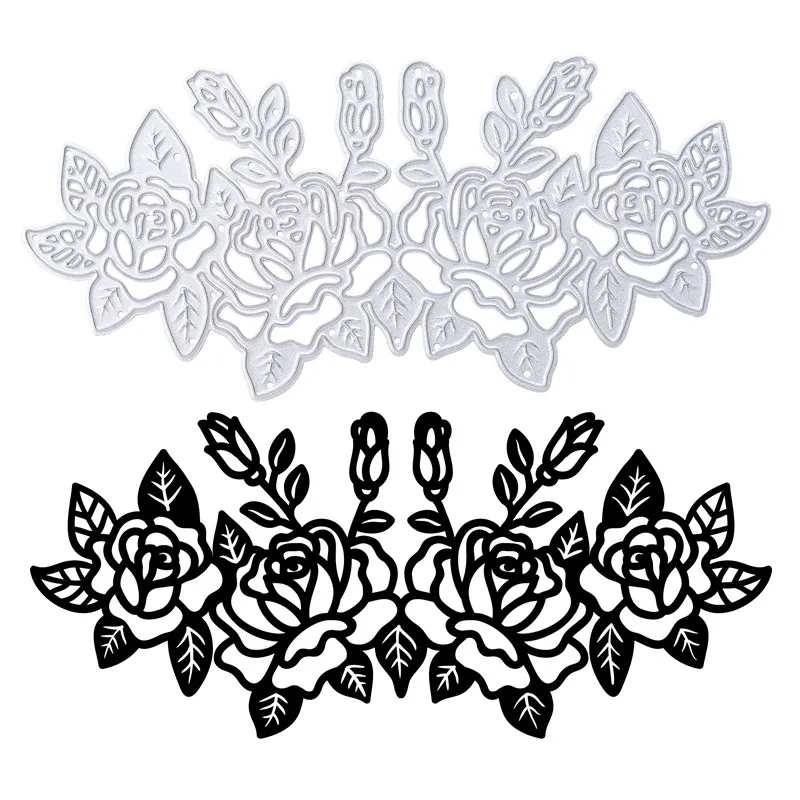 Металлические Вырубные штампы Naifumodo с розовыми краями цветочные трафареты для