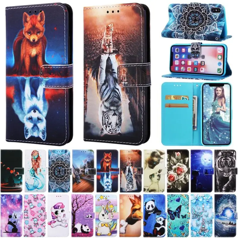 Чехол Кошелек для телефона с милыми животными samsung Galaxy A30S A40 A50 A50S A51 кожаный чехол