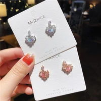 sweety girls small and micro love set with zircon earrings mini lovely style accessories boucle doreille gift for lover friend
